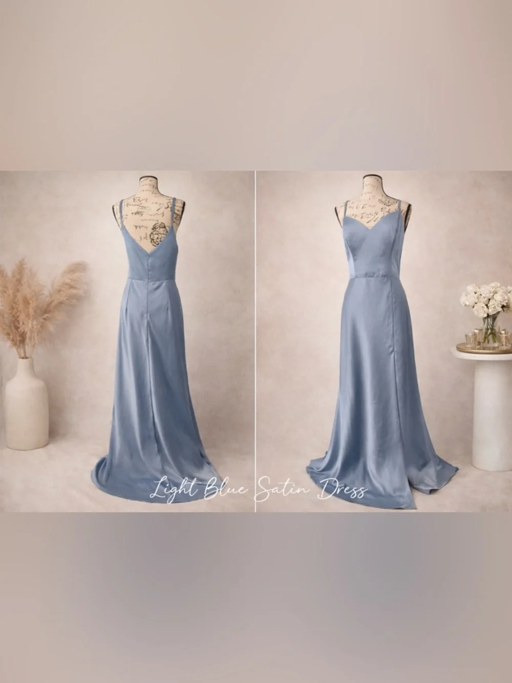 Birdy Grey Dusty Blue Satin Maxi Dress - Size M - Formal/Bridesmaid - Picture 2 of 11